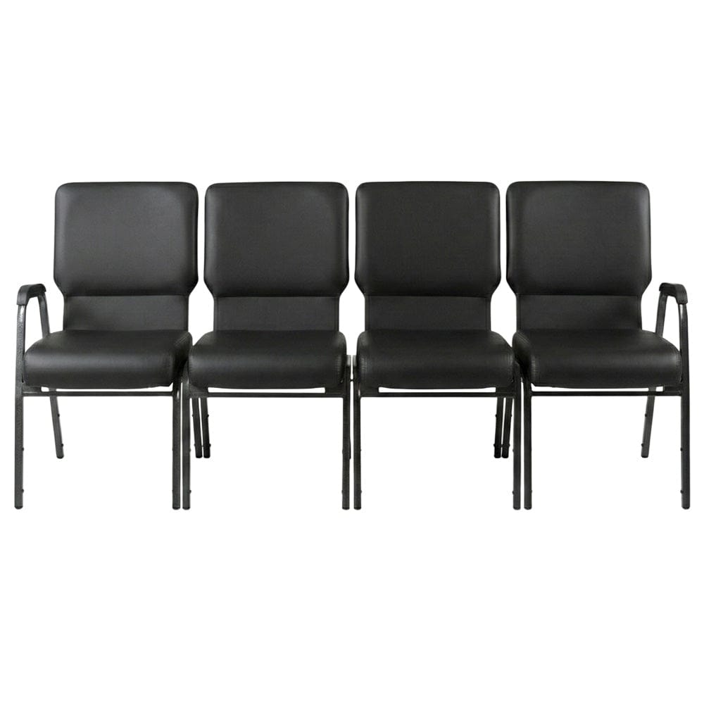 Chivari Black Vinyl Four Seat Waiting Room Chair/Loveseat on Black Frame CH20BBV-LR4-KIT