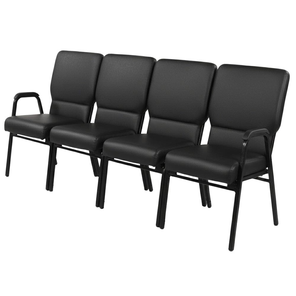 Chivari Black Vinyl Four Seat Waiting Room Chair/Loveseat on Black Frame CH20BBV-LR4-KIT