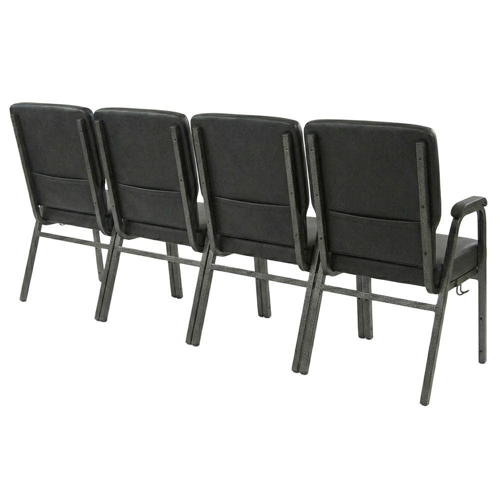 Chivari Black Vinyl Four Seat Waiting Room Chair/Loveseat on Black Frame CH20BBV-LR4-KIT