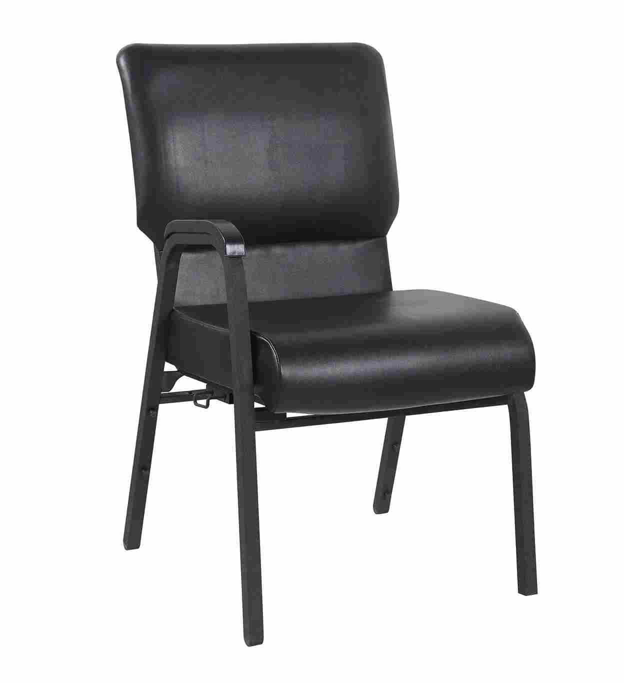 Chivari Black Vinyl Church Chair with Right Arm Cut Away Back 20.5