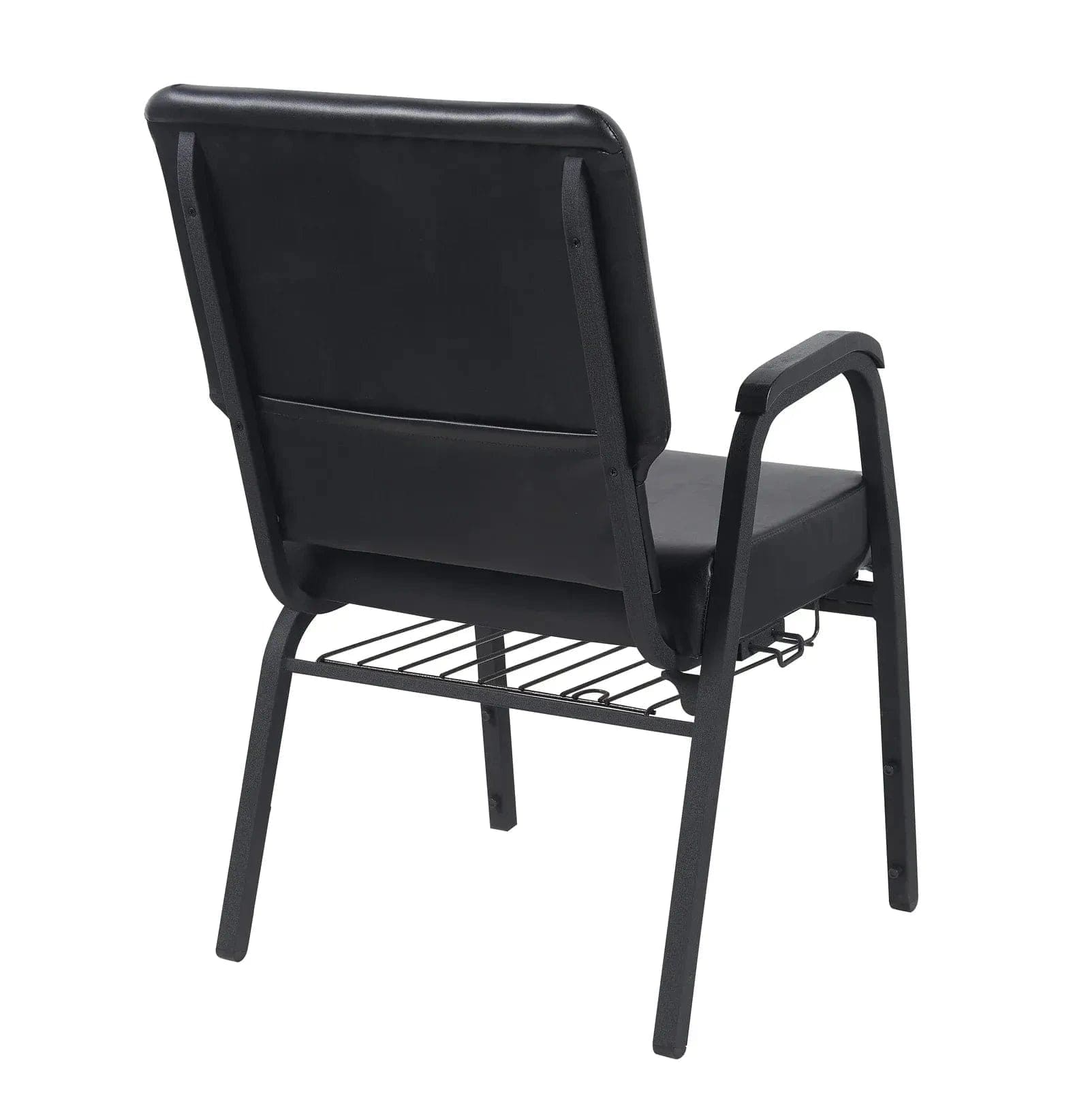 Chivari Black Vinyl Church Chair with Right Arm Cut Away Back 20.5