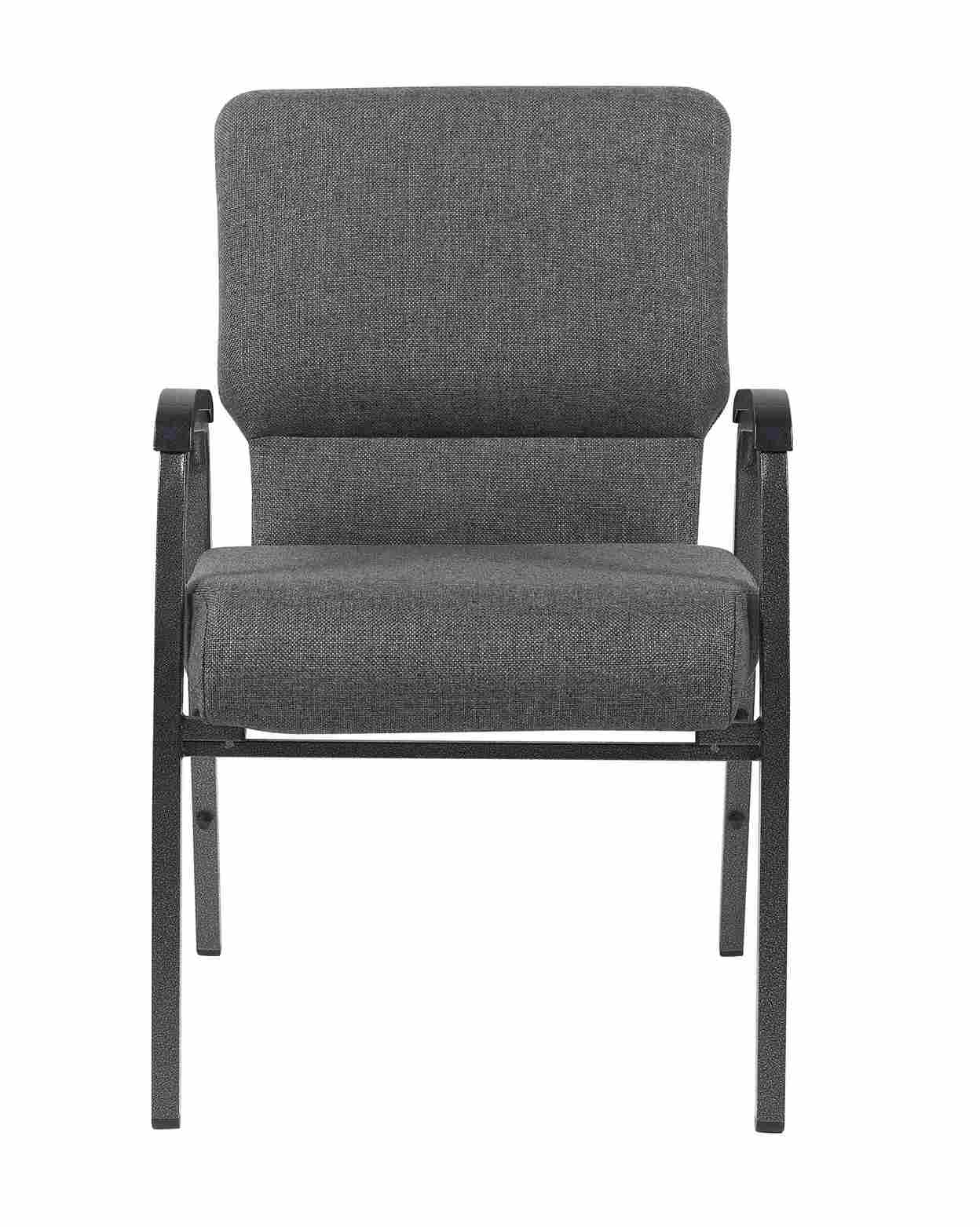 Chivari Gray Fabric Church Chair w/ Dual Arms  Cut Away Back 20.5" on Silver Vein Frame CH20GRSV-D-ZF-T