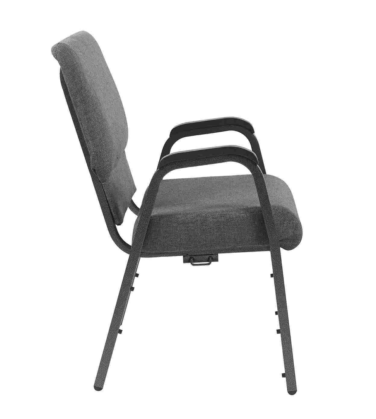 Chivari Gray Fabric Church Chair w/ Dual Arms  Cut Away Back 20.5