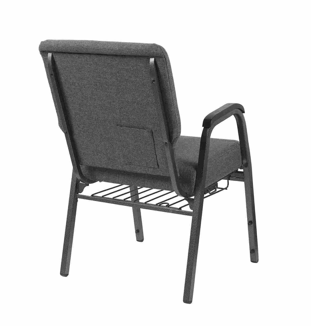 Chivari Gray Fabric Church Chair w/ Dual Arms  Cut Away Back 20.5