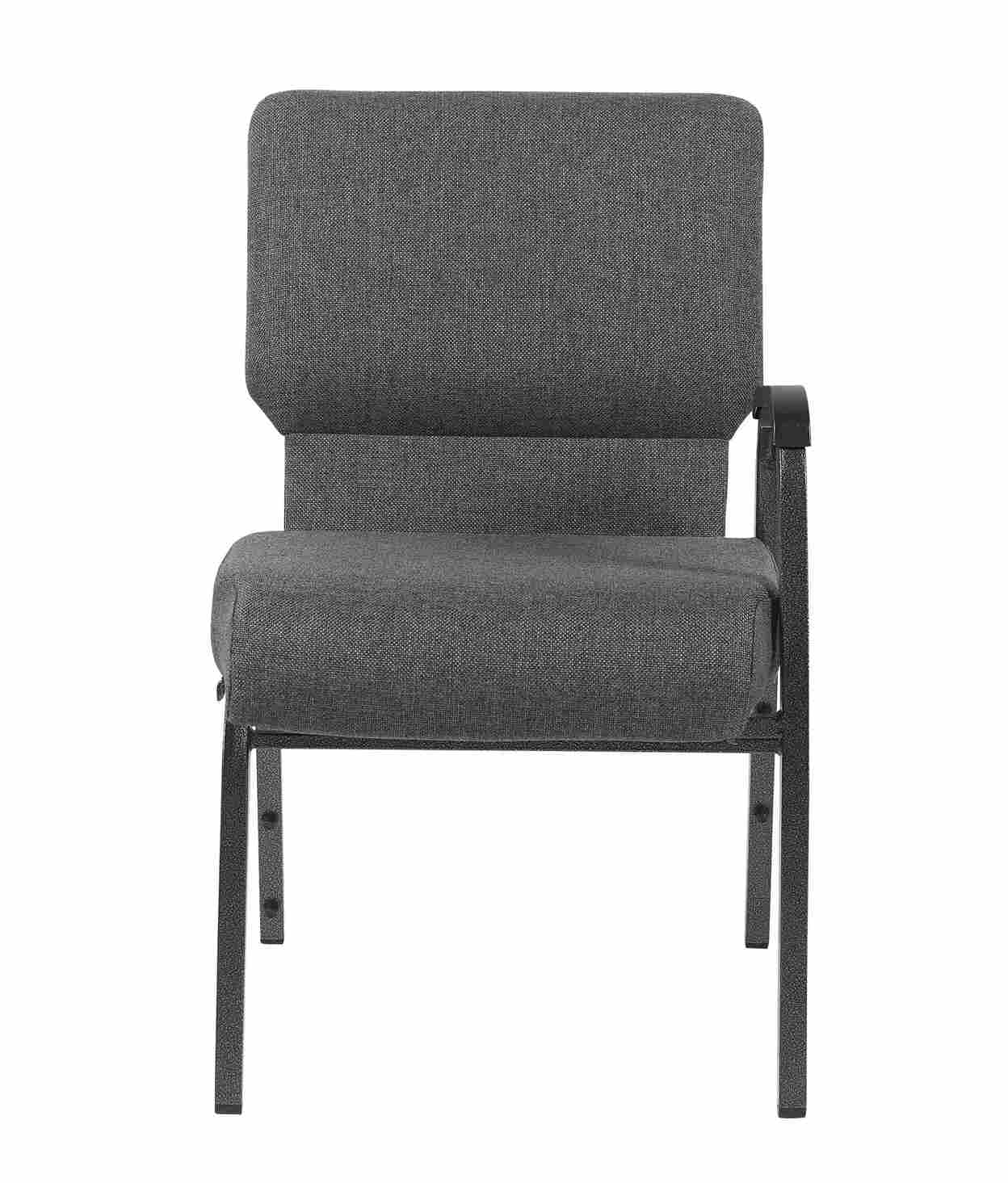 Chivari Gray Fabric Church Chair with Left Arm  Cut Away Back 20.5