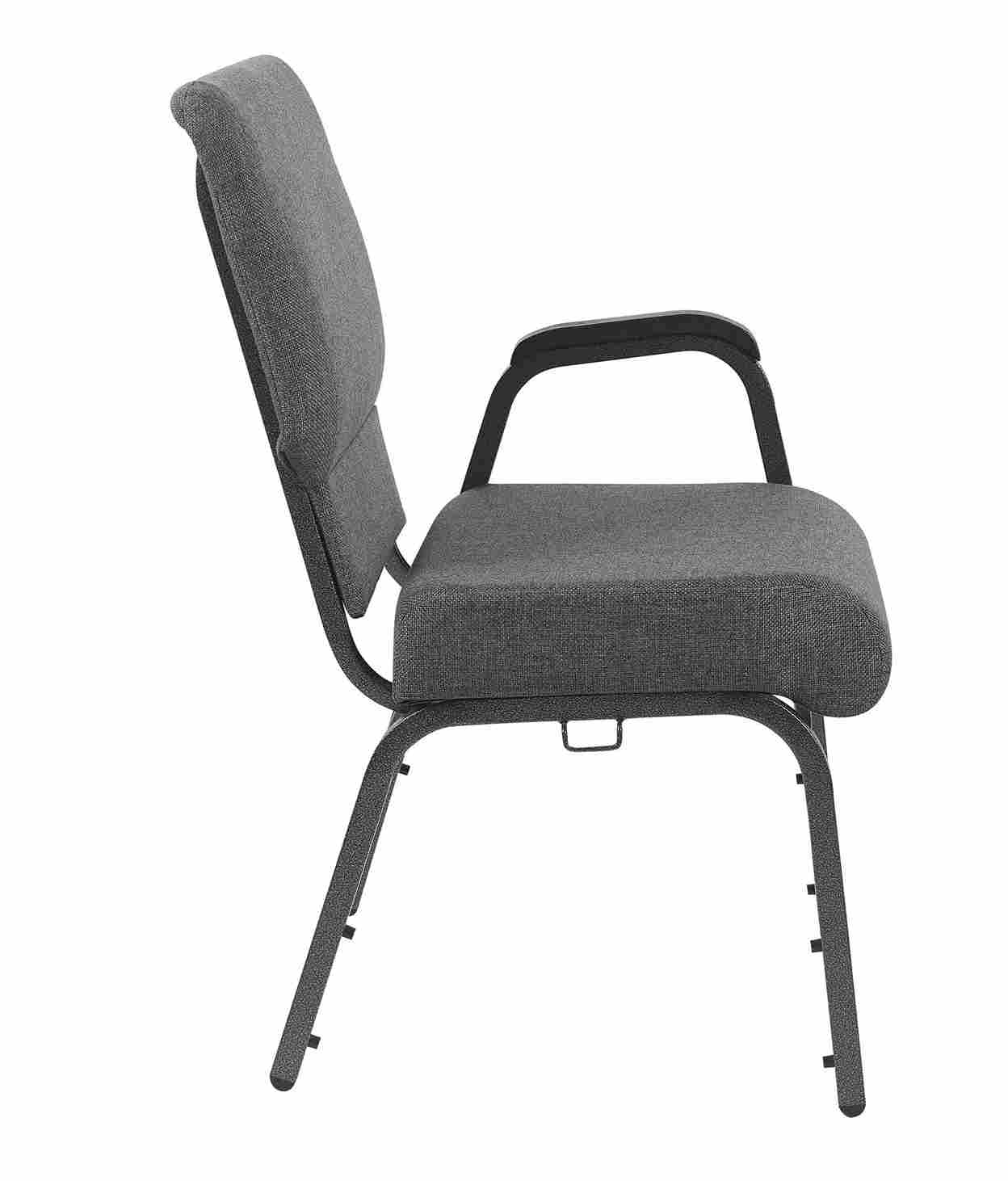 Chivari Gray Fabric Church Chair with Left Arm  Cut Away Back 20.5