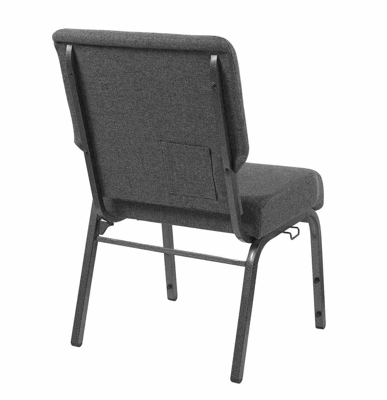 Chivari Gray Fabric Church Chair with Left Arm  Cut Away Back 20.5" on Silver Vein Frame CH20GRSV-L-ZF-T