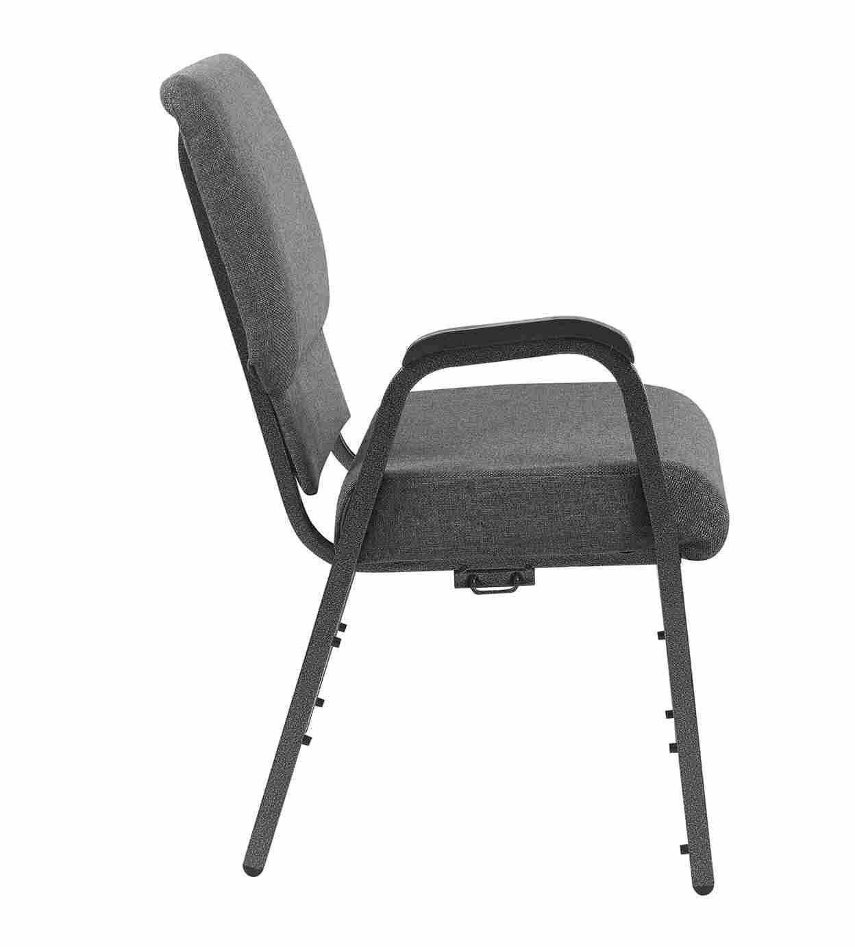 Chivari Gray Fabric Church Chair with Right Arm Cut Away Back 20.5