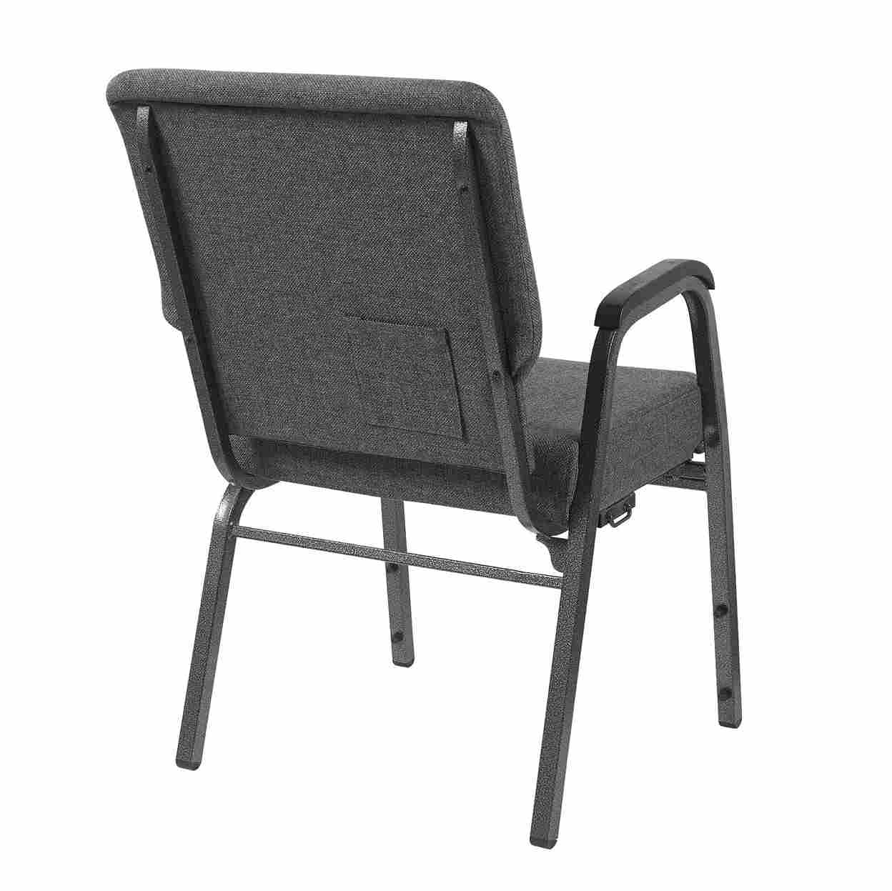 Chivari Gray Fabric Church Chair with Right Arm Cut Away Back 20.5