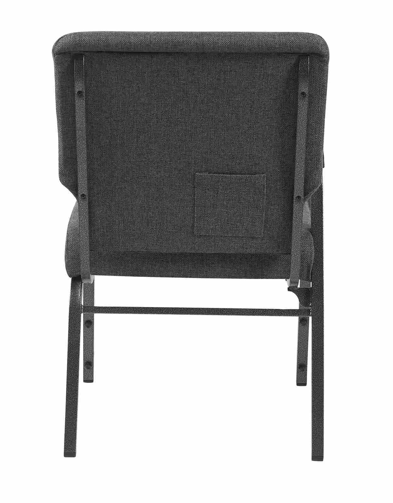 Chivari Gray Fabric Church Chair with Right Arm Cut Away Back 20.5" on Silver Vein Frame CH20GRSV-R-ZF-T