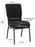 Chivari Black Fabric Church Chair with Full Back 20.5" Wide Black Steel Frame CH20FBB-ZF-T