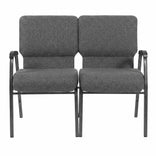 Gray Fabric Two Seat Waiting Room Chair/Loveseat on Silver Vein Frame
