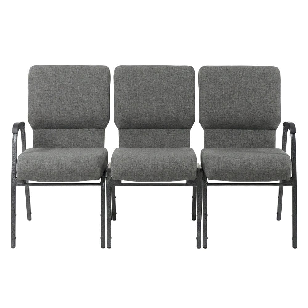 Chivari Gray Fabric Three Seat Waiting Room Chair/Loveseat on Silver Vein Frame CH20GRSV-LR3-KIT