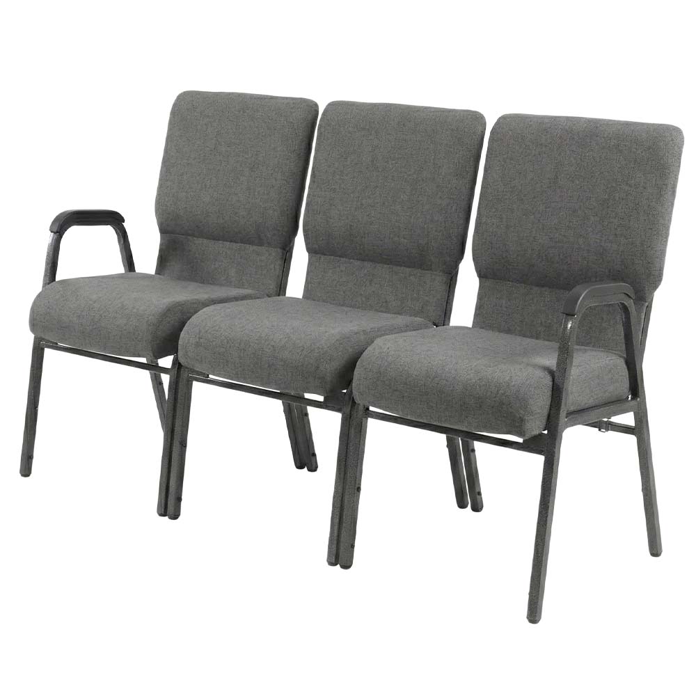 Chivari Gray Fabric Three Seat Waiting Room Chair/Loveseat on Silver Vein Frame CH20GRSV-LR3-KIT