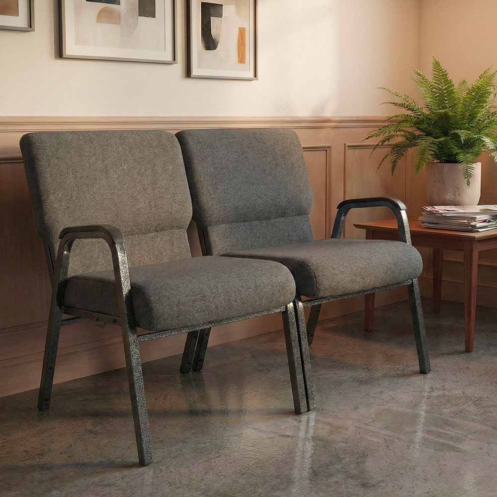 Chivari Gray Fabric Two Seat Waiting Room Chair/Loveseat on Silver Vein Frame CH20GRSV-LR-KIT