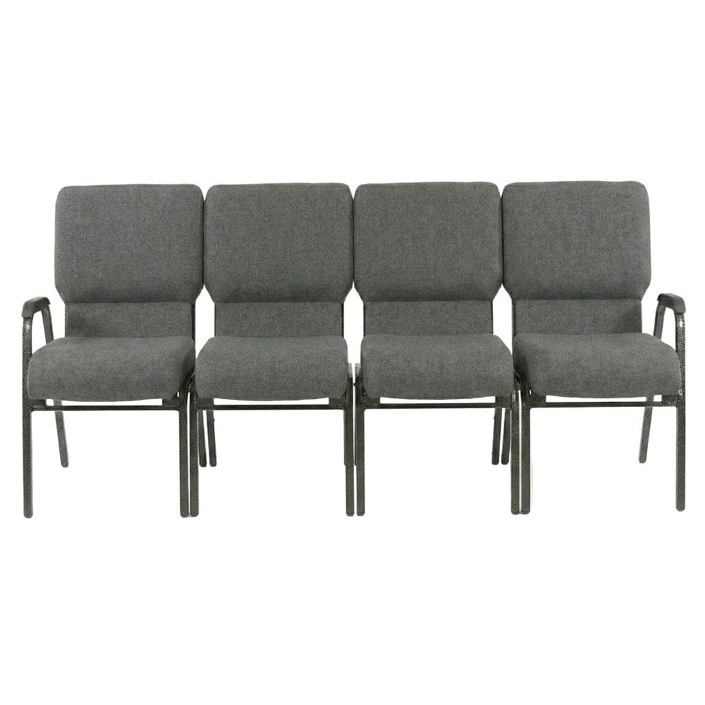 Chivari Gray Fabric Four Seat Waiting Room Chair/Loveseat on Silver Vein Frame CH20GRSV-LR4-KIT