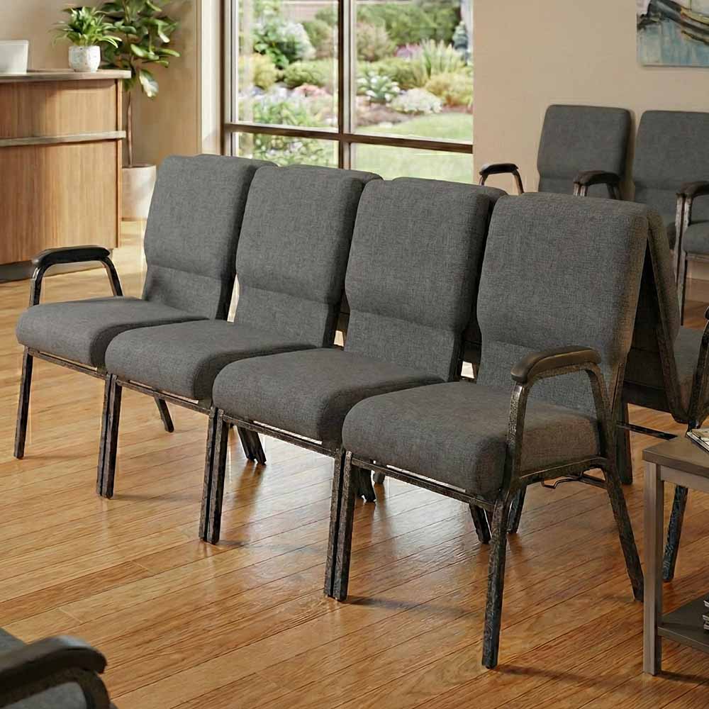 Chivari Gray Fabric Four Seat Waiting Room Chair/Loveseat on Silver Vein Frame CH20GRSV-LR4-KIT