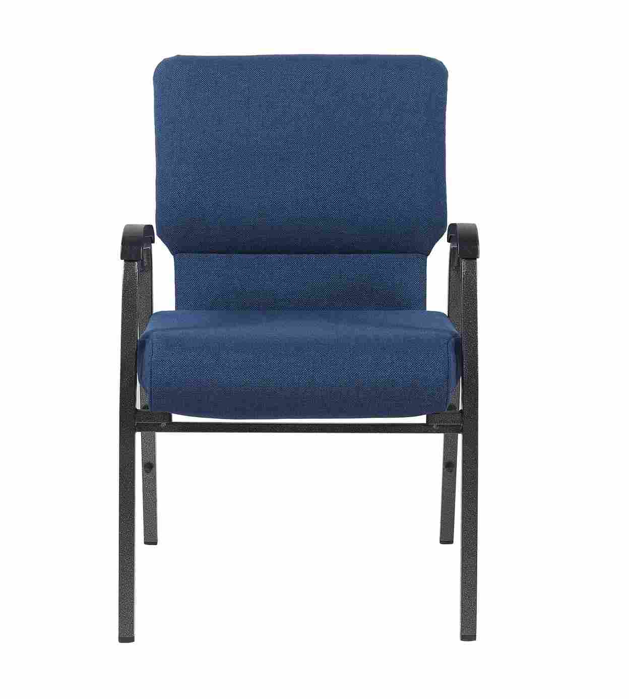 Chivari Indigo Fabric Church Chair w/ Dual Arms with Cut Away Back 20.5"  on Silver Vein Frame CH20IMSV-D-ZF-T