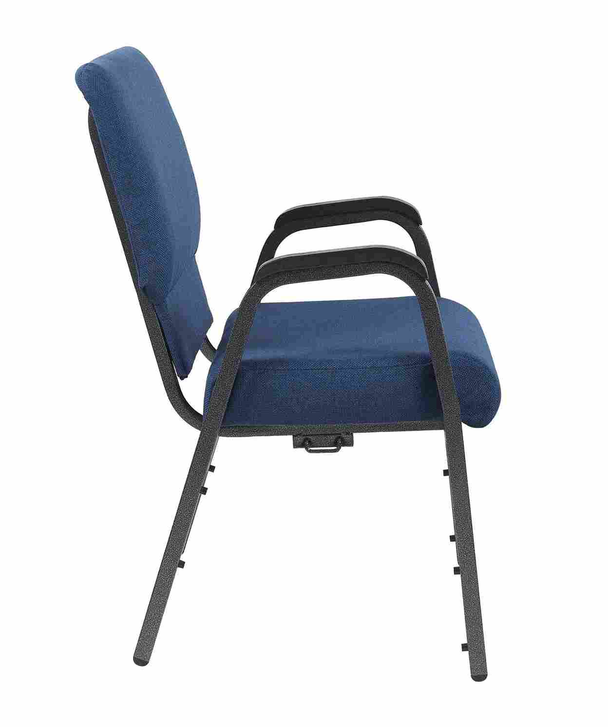 Chivari Indigo Fabric Church Chair w/ Dual Arms with Cut Away Back 20.5"  on Silver Vein Frame CH20IMSV-D-ZF-T