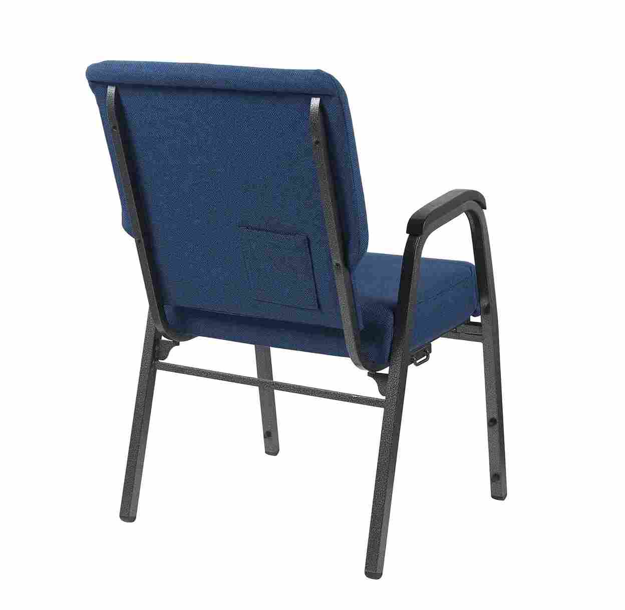 Chivari Indigo Fabric Church Chair w/ Dual Arms with Cut Away Back 20.5