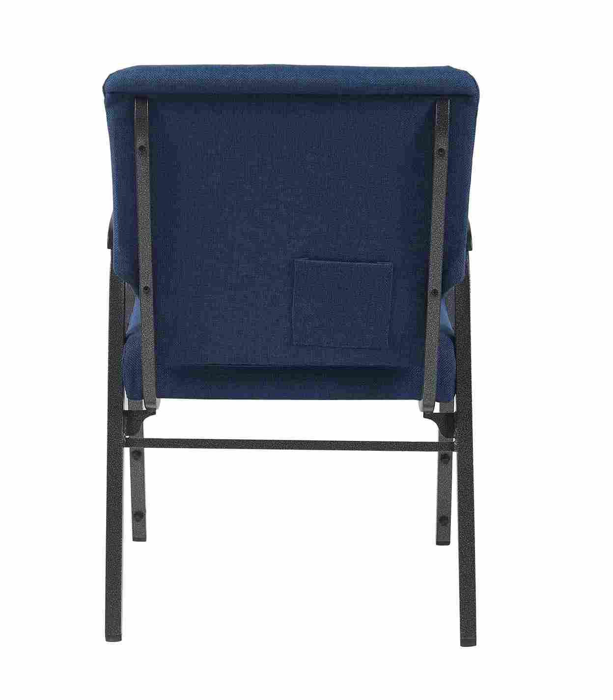 Chivari Indigo Fabric Church Chair w/ Dual Arms with Cut Away Back 20.5