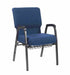 Chivari Indigo Fabric Church Chair w/ Dual Arms with Cut Away Back 20.5"  on Silver Vein Frame CH20IMSV-D-ZF-T