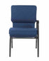 Chivari Indigo Fabric Church Chair with Left Arm Cut Away Back 20.5" on Silver Vein Frame CH20IMSV-L-ZF-T