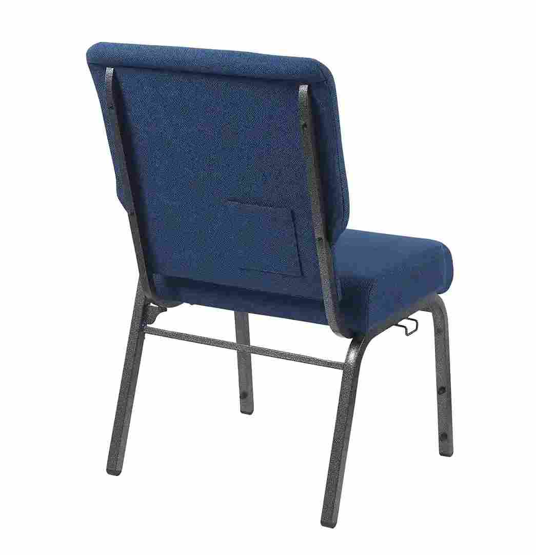 Chivari Indigo Fabric Church Chair with Left Arm Cut Away Back 20.5