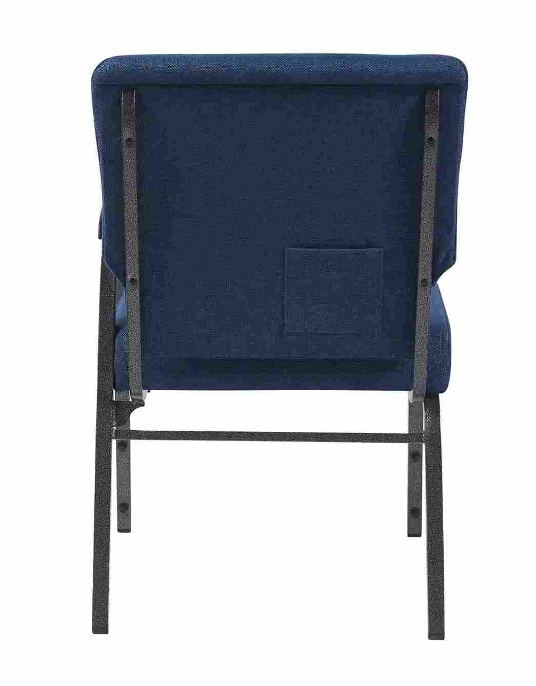 Chivari Indigo Fabric Church Chair with Left Arm Cut Away Back 20.5