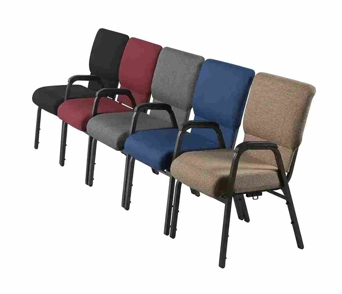 Chivari Indigo Fabric Church Chair with Left Arm Cut Away Back 20.5