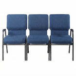 Indigo Fabric Three Seat Waiting Room Chair/Loveseat on Silver Vein Frame