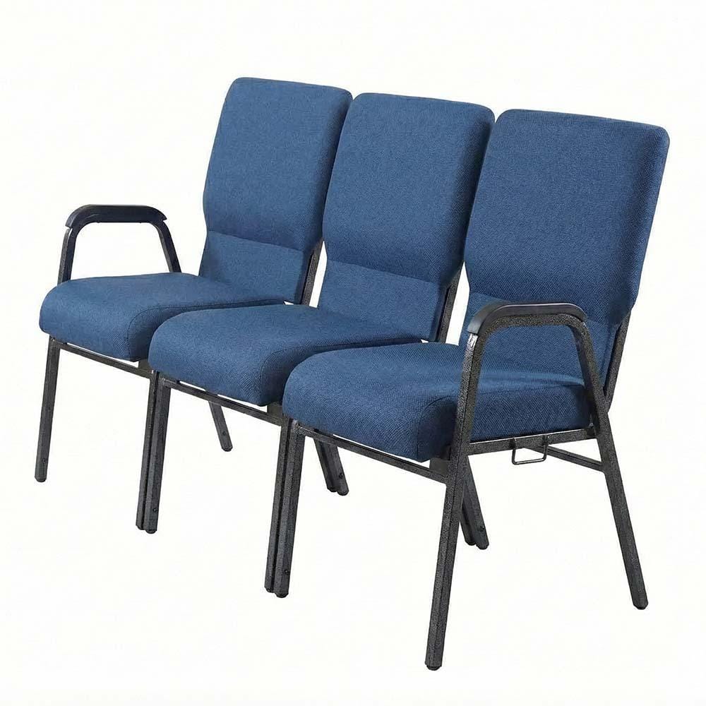 Chivari Indigo Fabric Three Seat Waiting Room Chair/Loveseat on Silver Vein Frame CH20IMSV-LR3-KIT