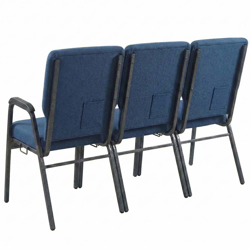 Chivari Indigo Fabric Three Seat Waiting Room Chair/Loveseat on Silver Vein Frame CH20IMSV-LR3-KIT