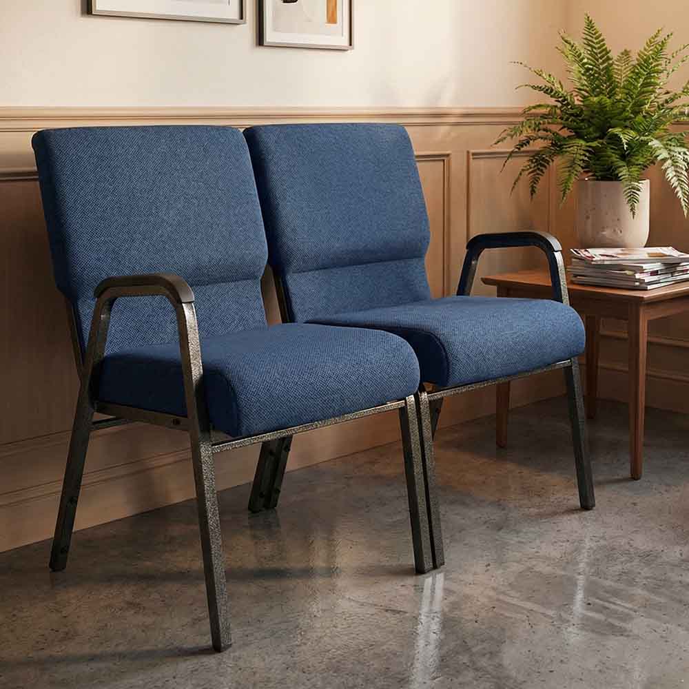 Chivari Indigo Fabric Two Seat Waiting Room Chair/Loveseat on Silver Vein Frame CH20IMSV-LR-KIT