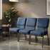 Chivari Indigo Fabric Three Seat Waiting Room Chair/Loveseat on Silver Vein Frame CH20IMSV-LR3-KIT