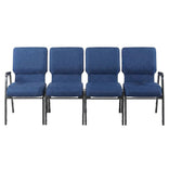 Indigo Fabric Four Seat Waiting Room Chair/Loveseat on Silver Vein Frame