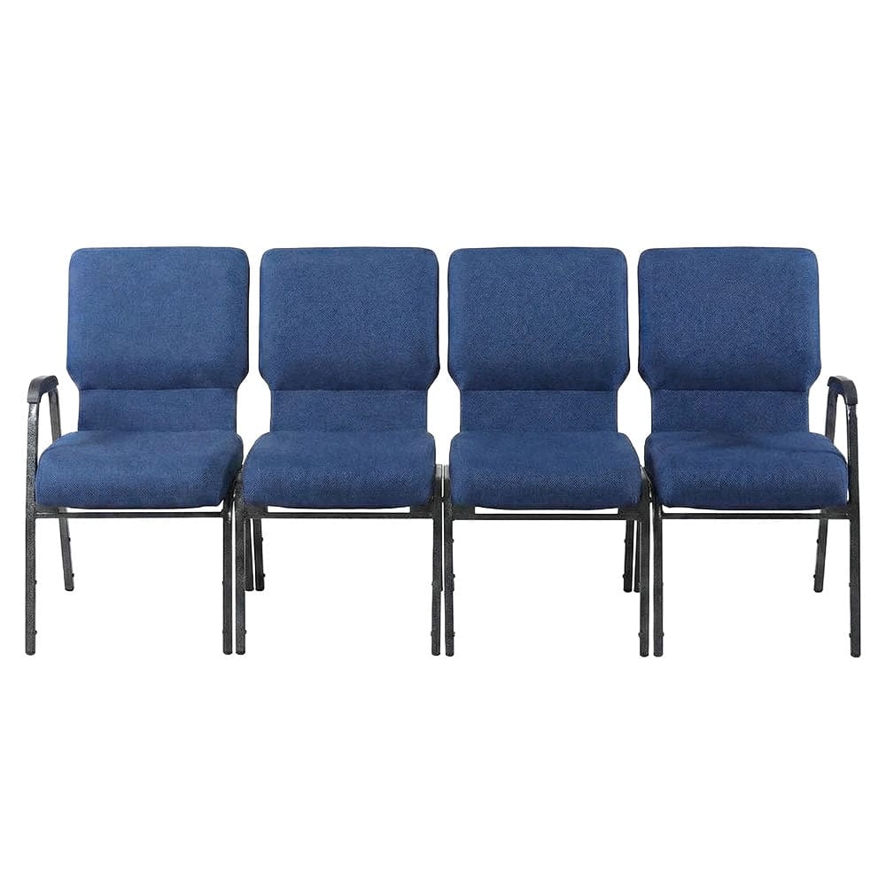 Chivari Indigo Fabric Four Seat Waiting Room Chair/Loveseat on Silver Vein Frame CH20IMSV-LR4-KIT