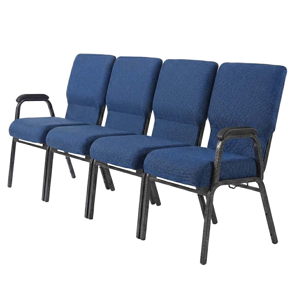 Chivari Indigo Fabric Four Seat Waiting Room Chair/Loveseat on Silver Vein Frame CH20IMSV-LR4-KIT