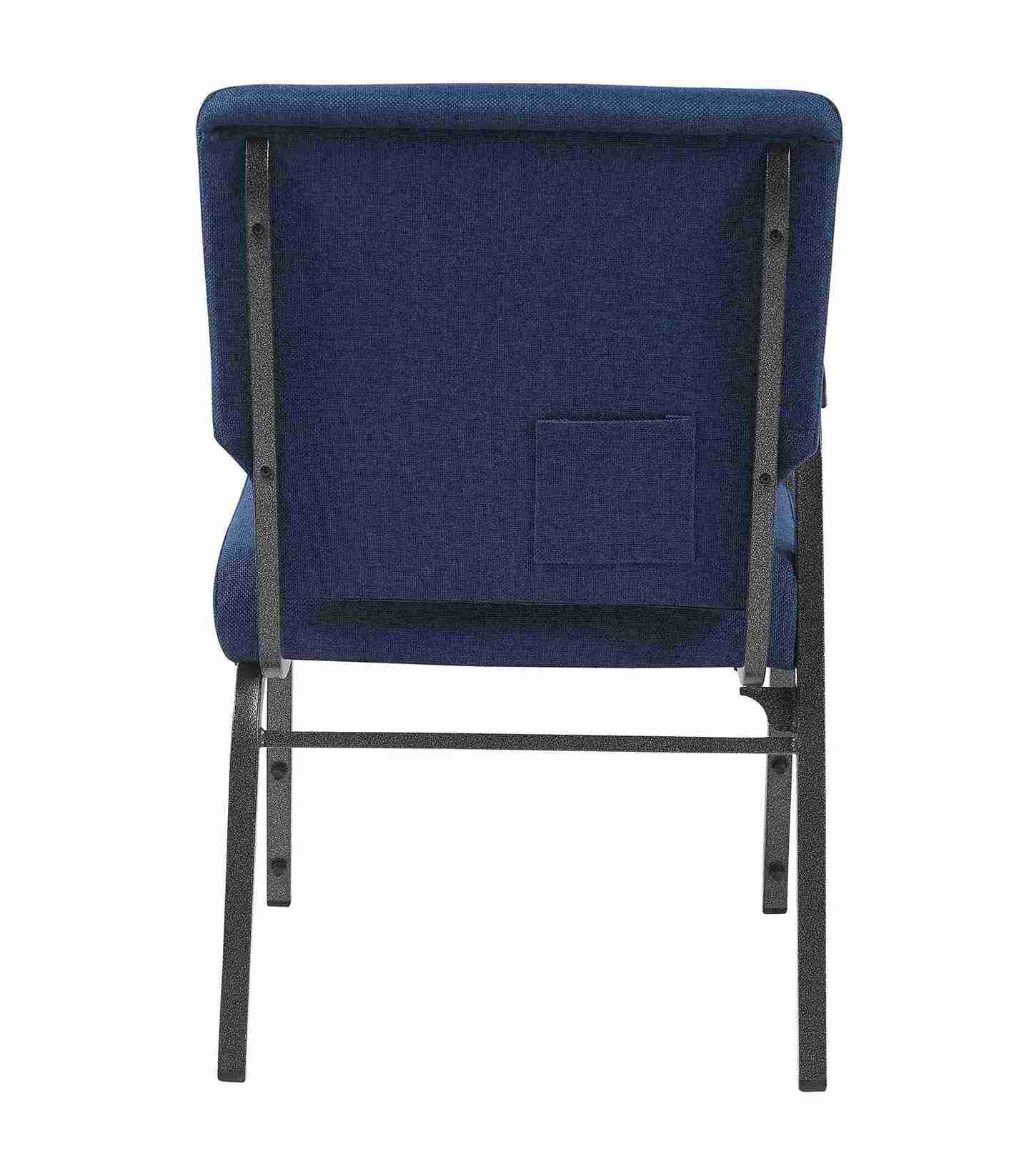 Chivari Indigo Fabric Church Chair with Right Arm with Cut Away Back 20.5