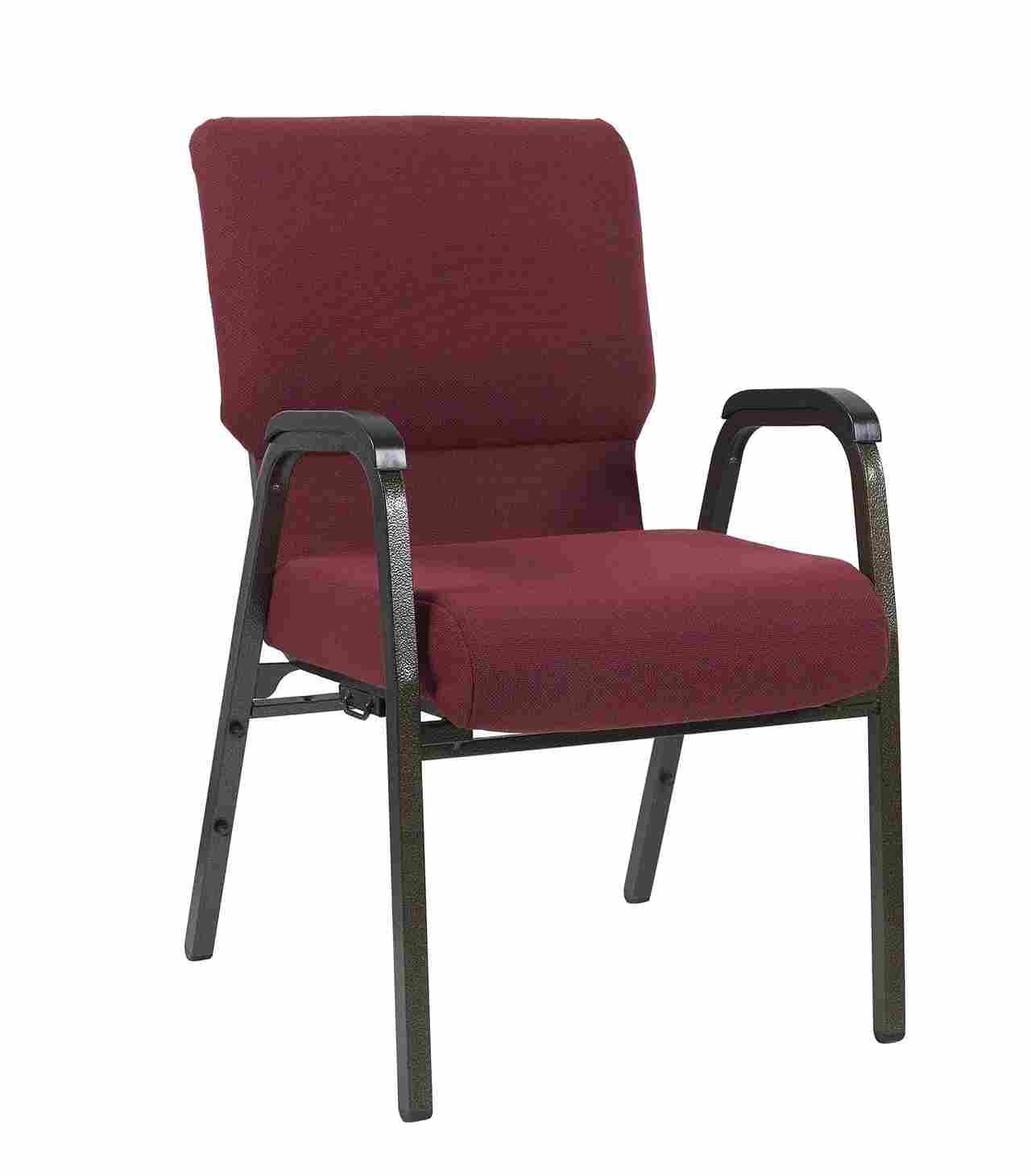 Chivari Maroon Fabric Church Chair with Dual Arms Cut Away Back 20.5" on Gold Vein Frame CH20MGV-D-ZF-T