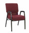 Chivari Maroon Fabric Church Chair with Dual Arms Cut Away Back 20.5" on Gold Vein Frame CH20MGV-D-ZF-T