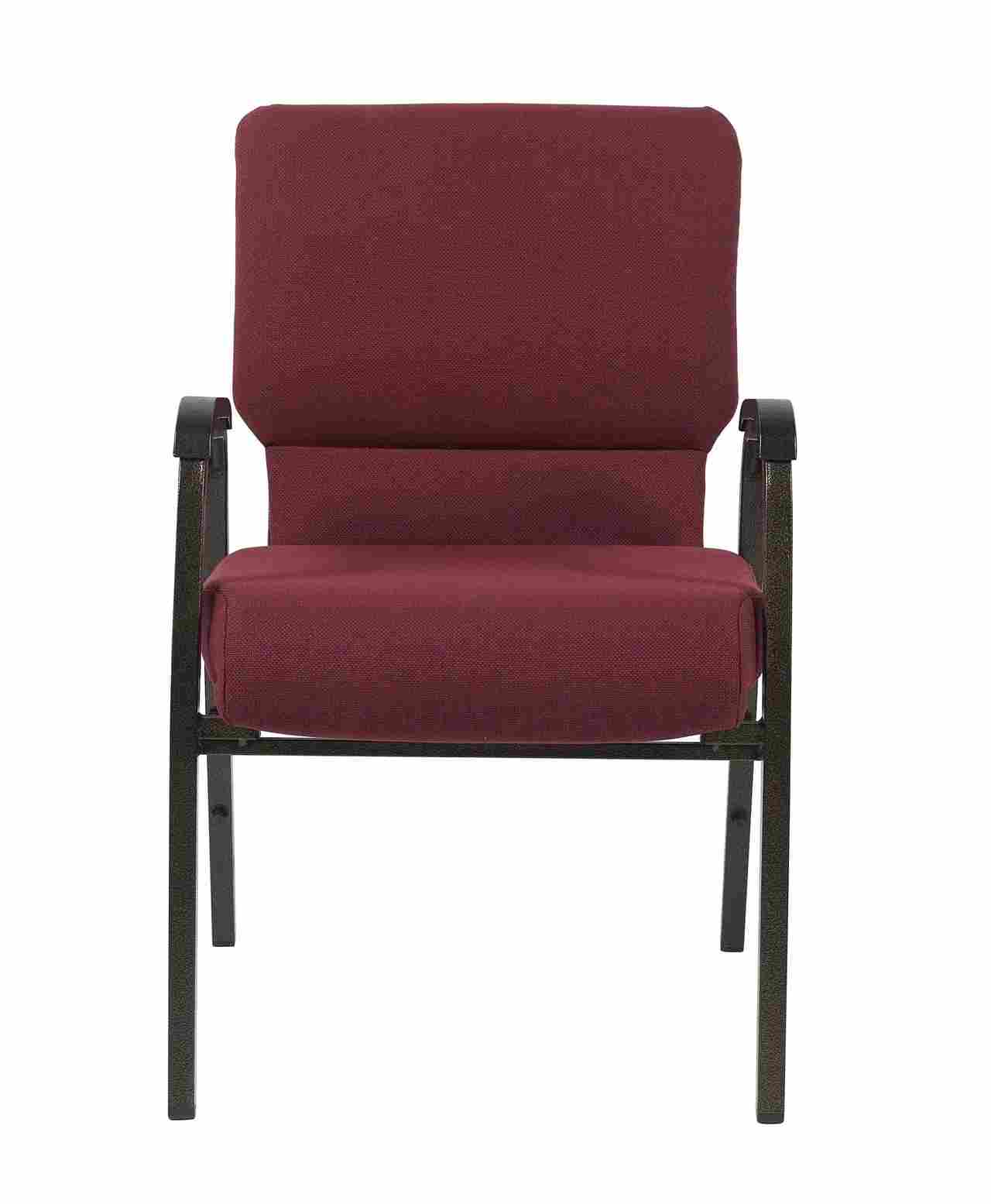 Chivari Maroon Fabric Church Chair with Dual Arms Cut Away Back 20.5" on Gold Vein Frame CH20MGV-D-ZF-T