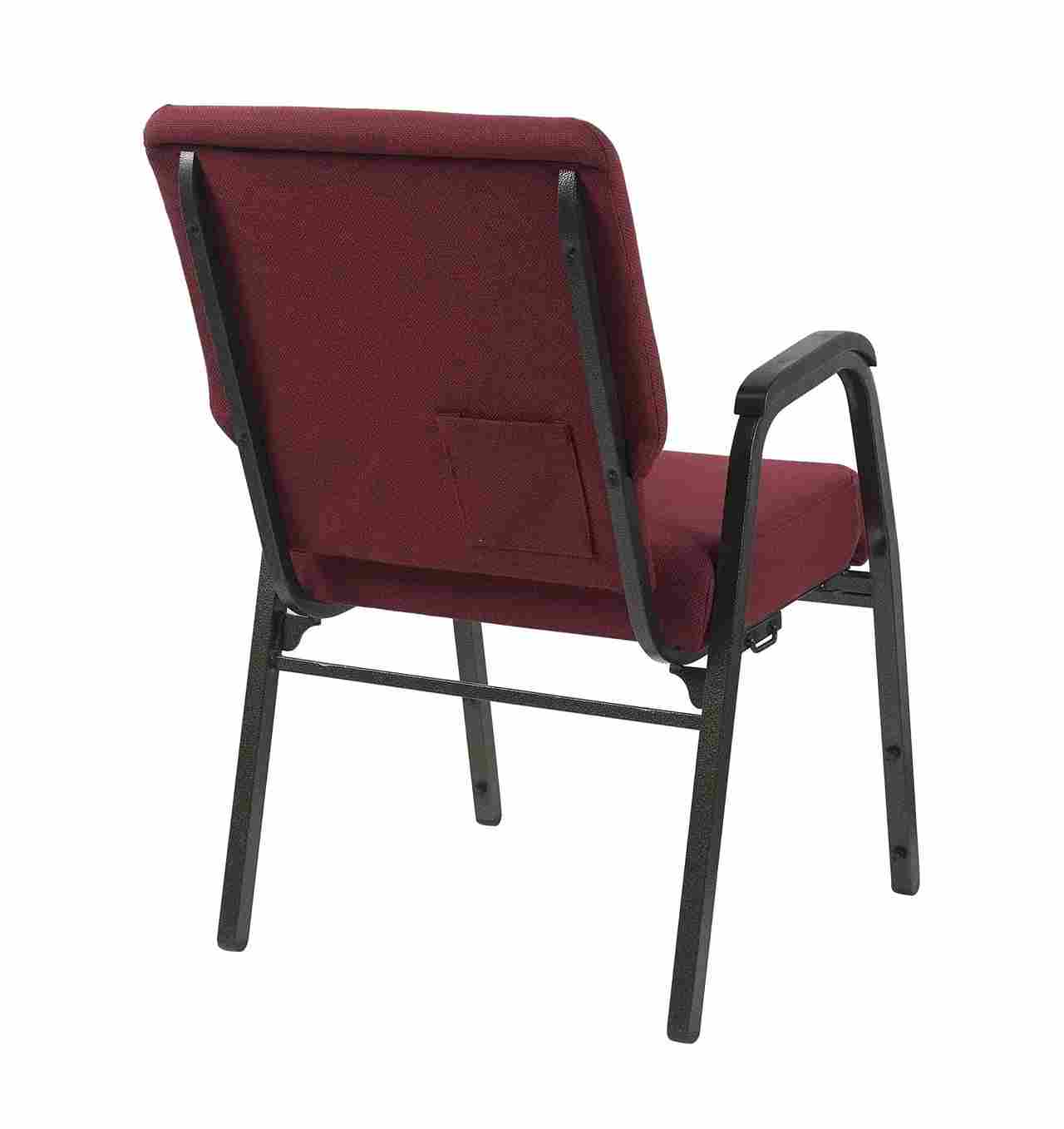 Chivari Maroon Fabric Church Chair with Dual Arms Cut Away Back 20.5