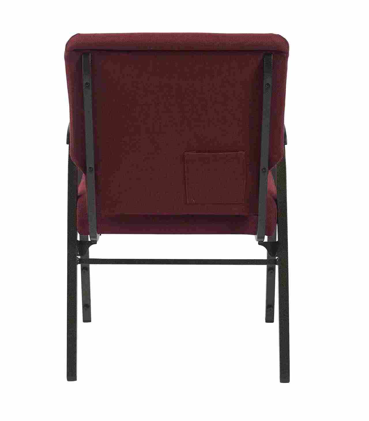 Chivari Maroon Fabric Church Chair with Dual Arms Cut Away Back 20.5