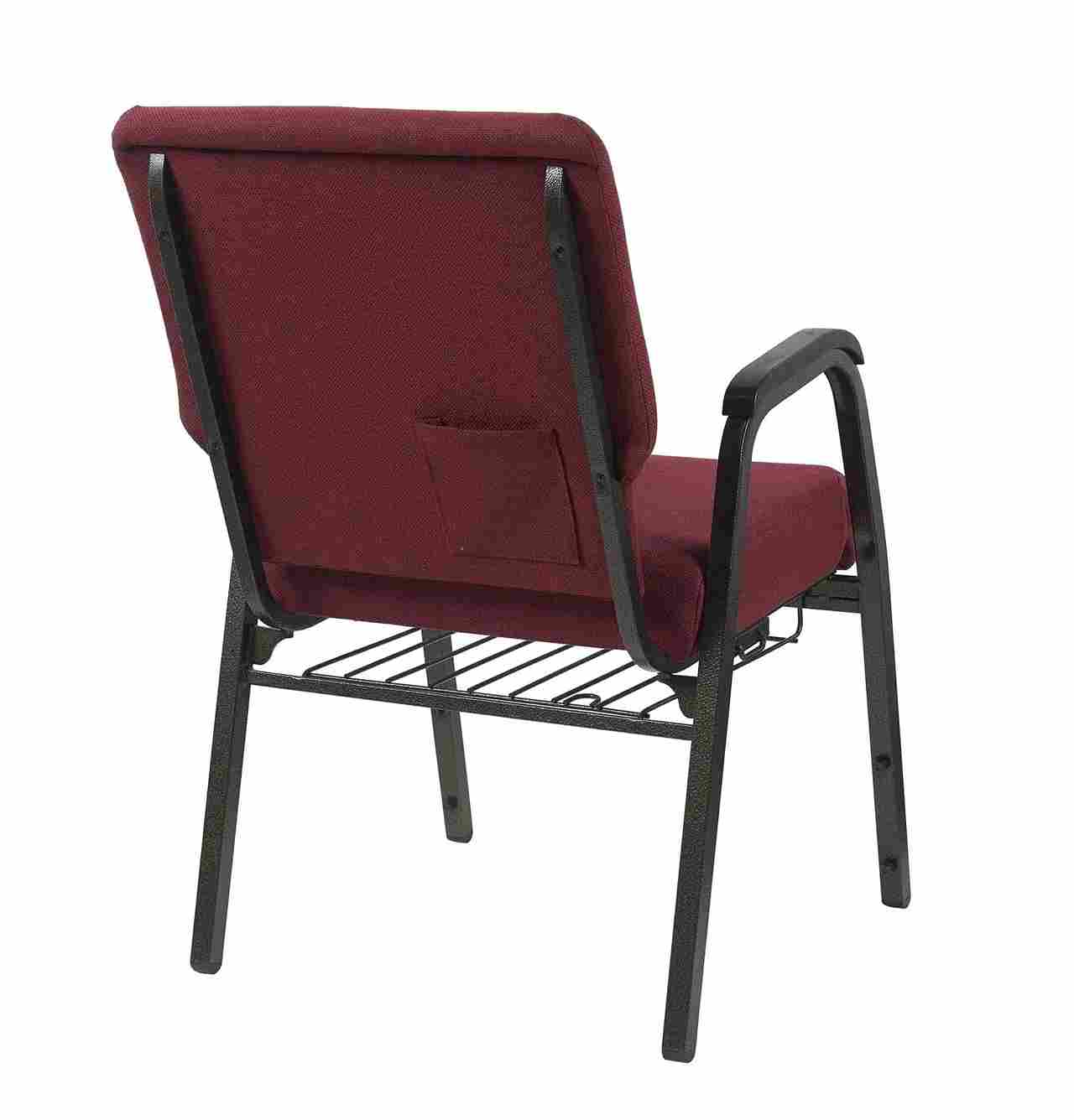 Chivari Maroon Fabric Church Chair with Dual Arms Cut Away Back 20.5