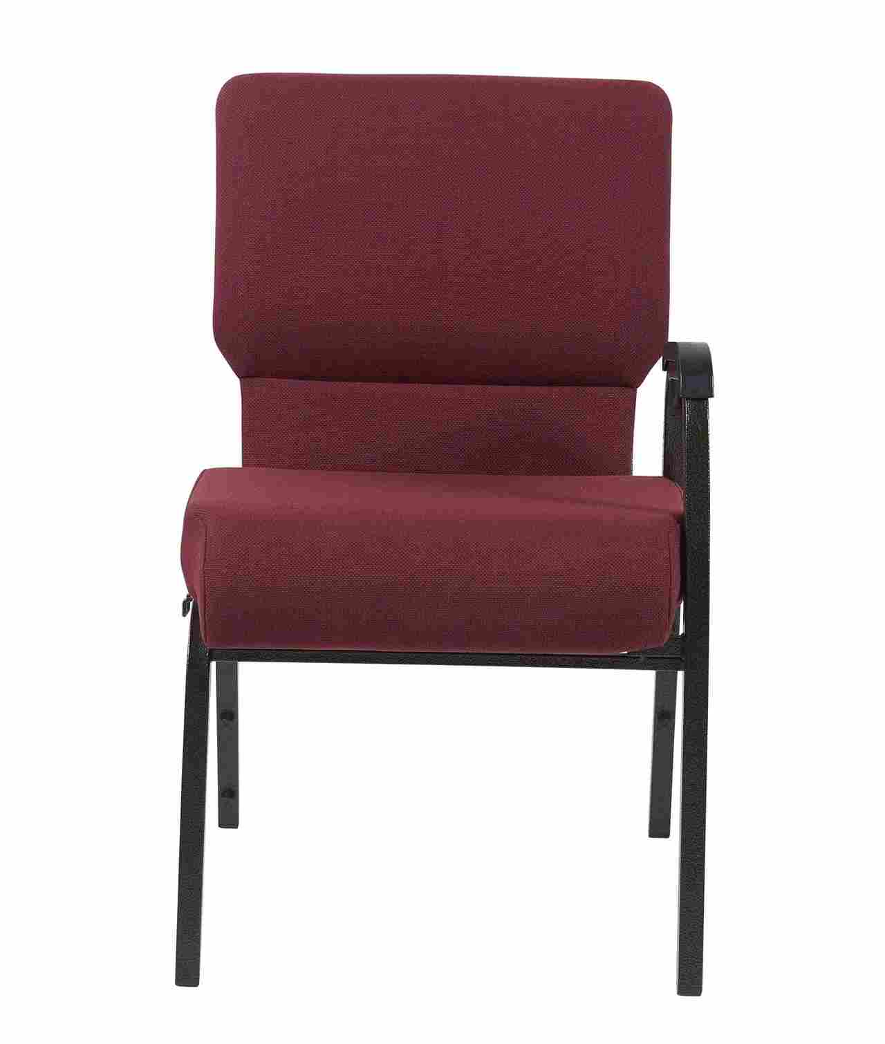 Chivari Maroon Fabric Church Chair with Left Arm Cut Away Back 20.5" Wide Gold Vein Frame CH20MGV-L-ZF-T