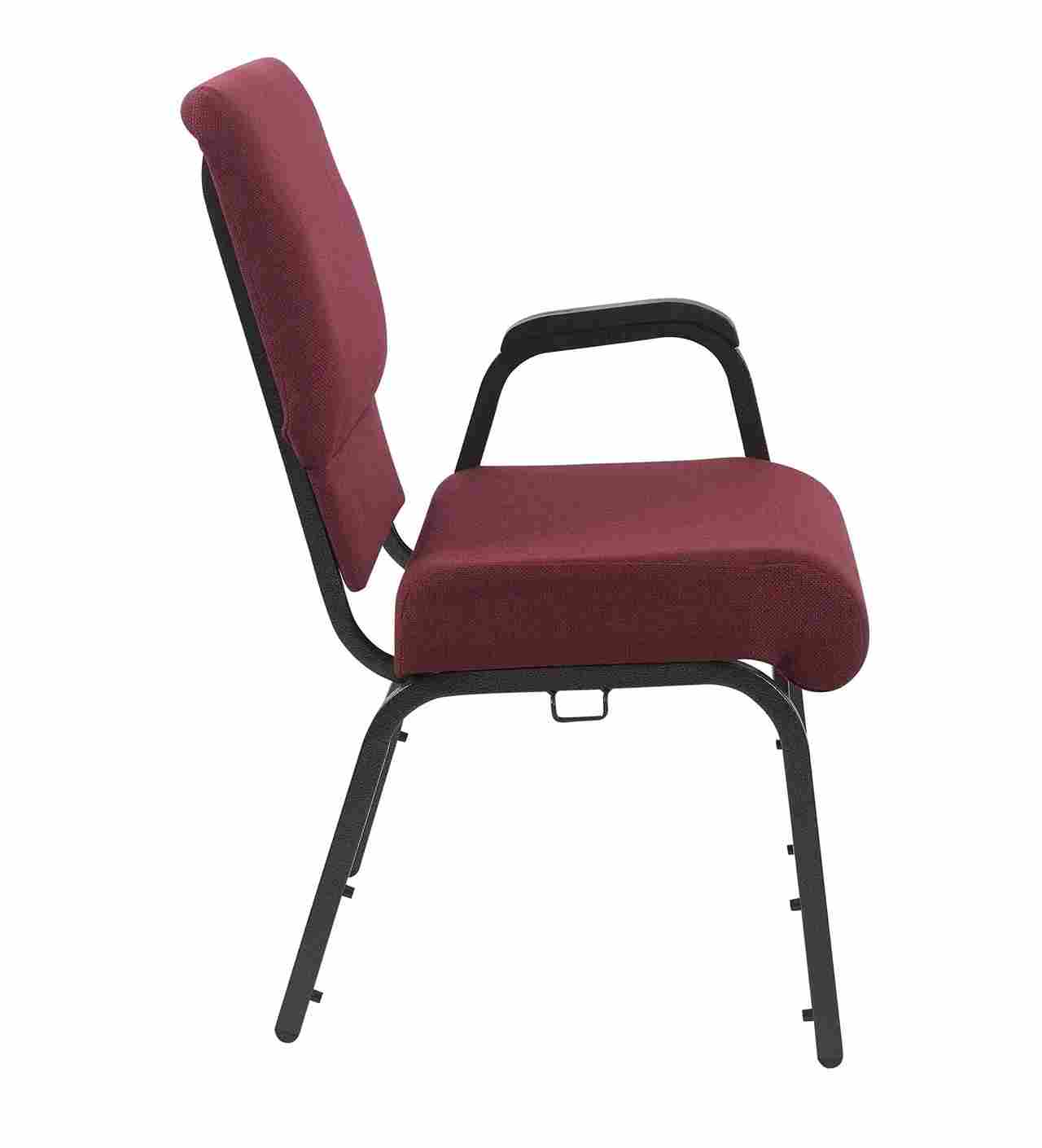 Chivari Maroon Fabric Church Chair with Left Arm Cut Away Back 20.5