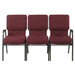 Chivari Maroon Fabric Three Seat Waiting Room Chair/Loveseat on Gold Vein Frame CH20MGV-LR3-KIT