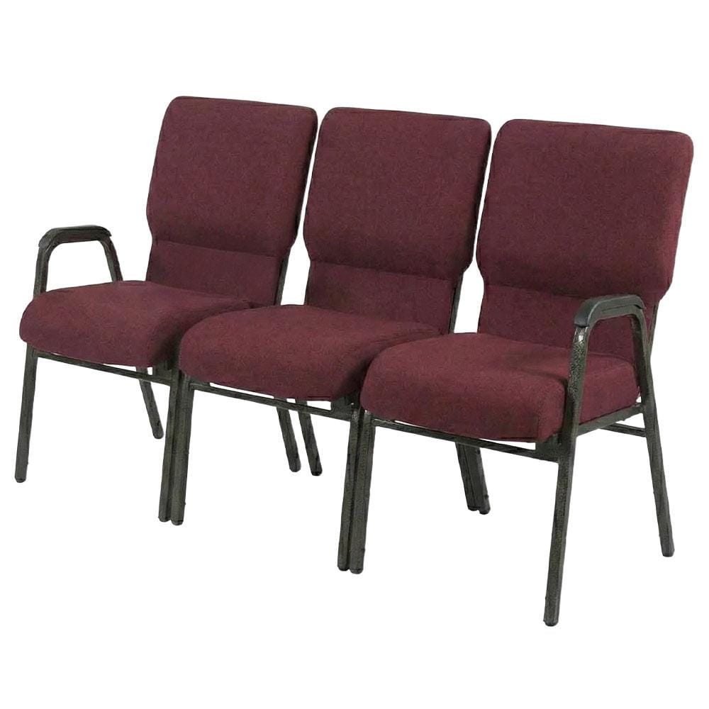 Chivari Maroon Fabric Three Seat Waiting Room Chair/Loveseat on Gold Vein Frame CH20MGV-LR3-KIT