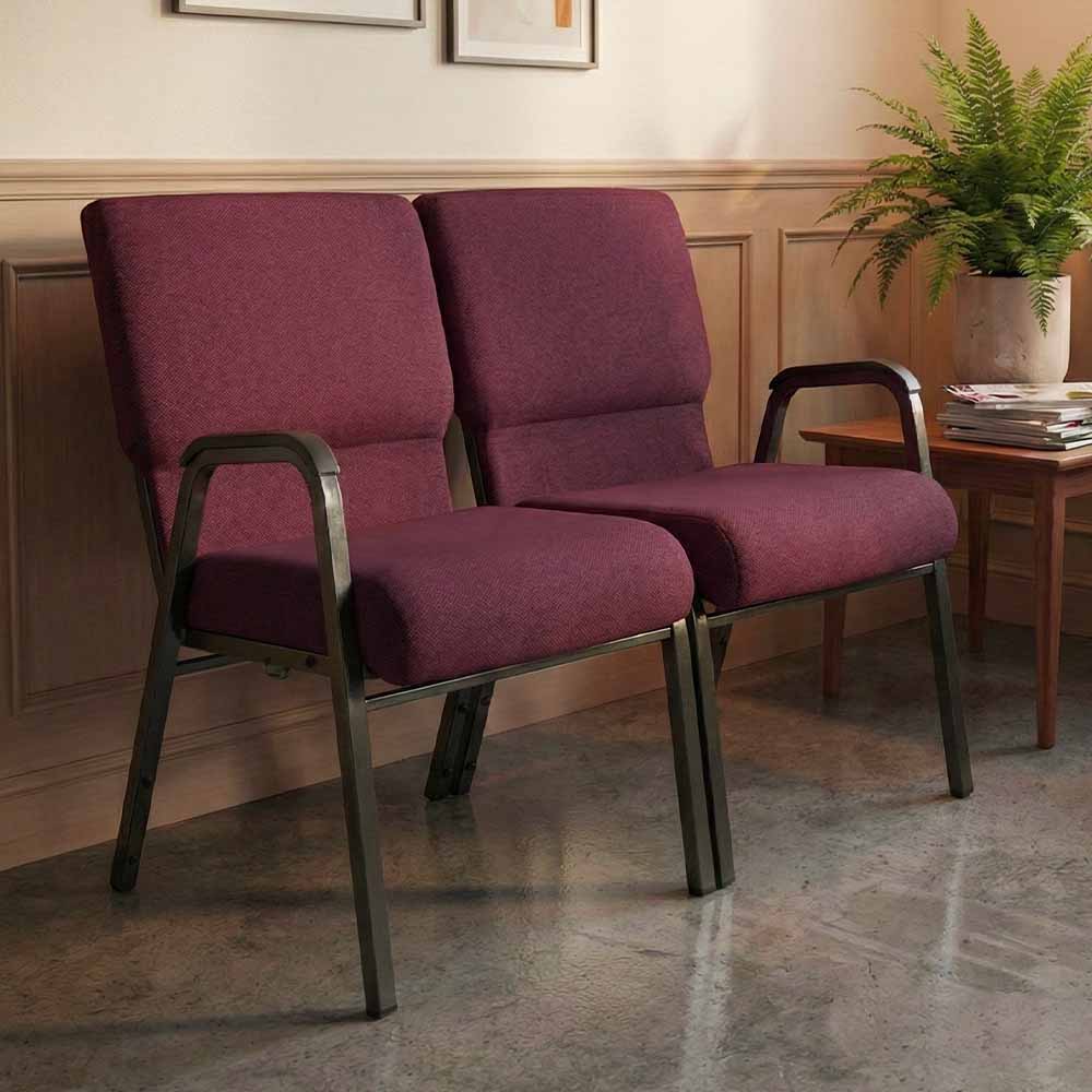 Chivari Maroon Fabric Two Seat Waiting Room Chair/Loveseat on Gold Vein Frame CH20MGV-LR-KIT